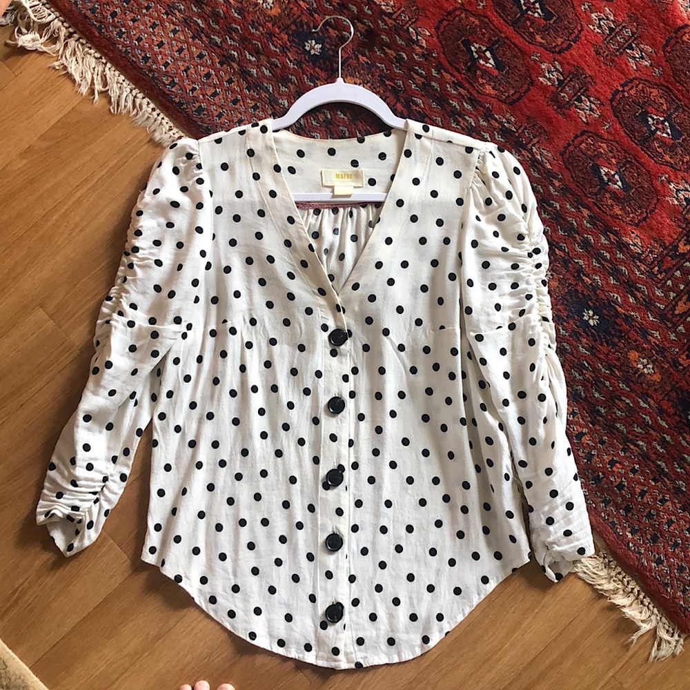 Maeve by ANTHROPOLOGIE polka dot blouse
